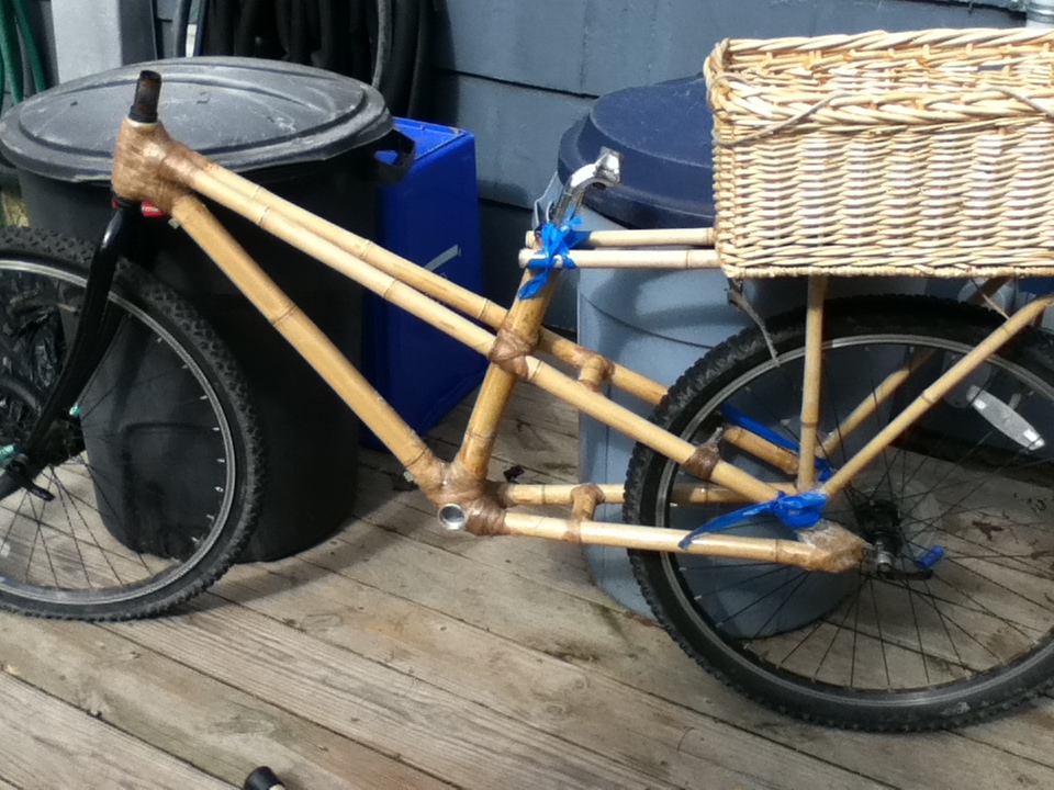 bamboo bike tacked together