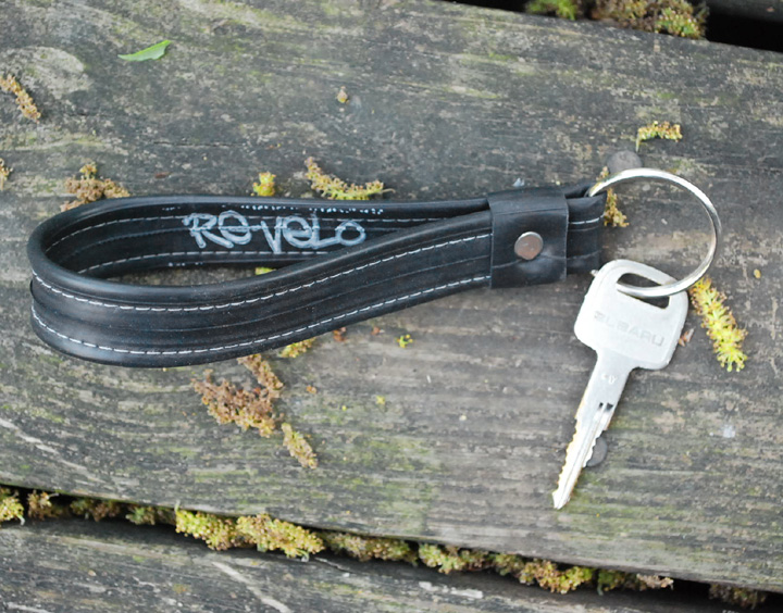 recycled inner tube wristlet key chain